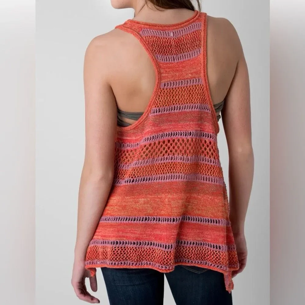 Free People Live Bird Open Weave Knit Boho Tank Top XS